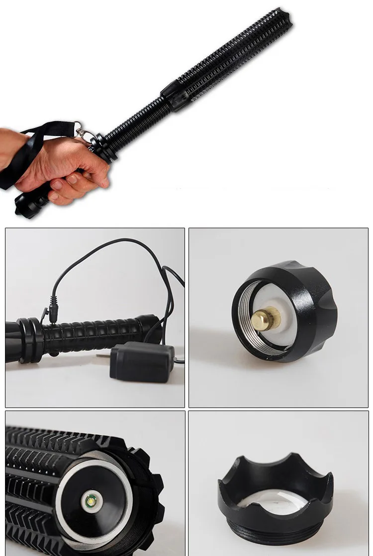 Полицейский жезл, Супер фонарь для самообороны, телескопический жезл, фонарик, 18650 аккумулятор, перезаряжаемая автомобильная лампа, Водонепроницаемый зум