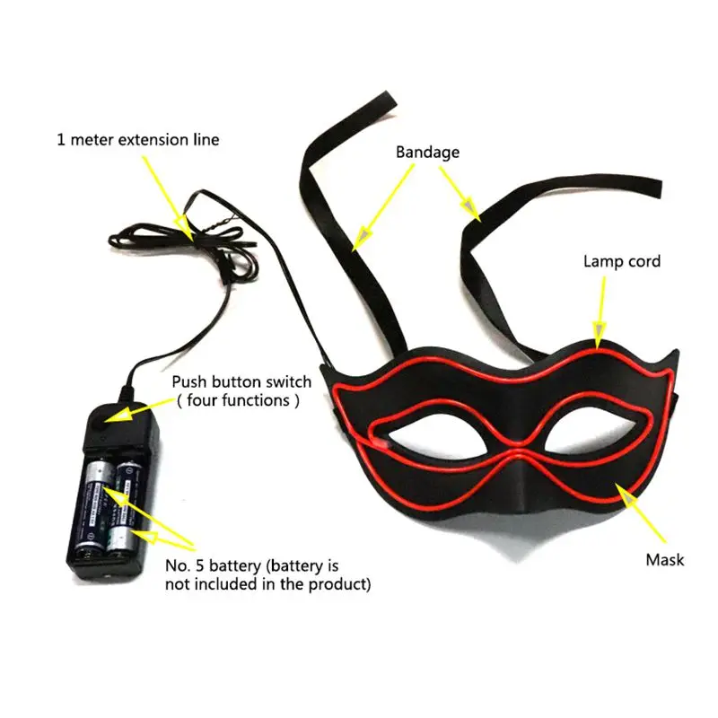 Halloween Luminous Mask Light Up Party Half Face Masks The Purge Election Princess Cosplay Party LED Plastic Props Glow In Dark