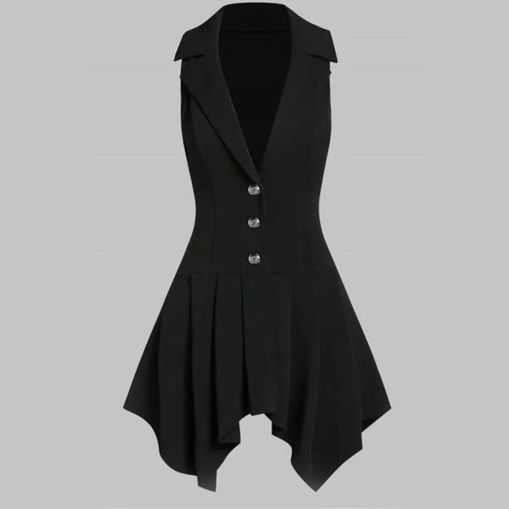 Elegant Women Vest Office Work New Casual Slim Asymmetric Sleeveless Solid Button Lady Suit Vest Coat kamizelka damska