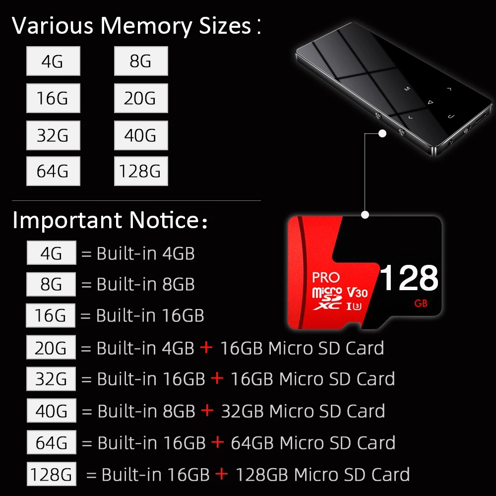 Bluetooth MP3 плеер Hifi металлический портативный музыкальный с Fm радио Запись Built in