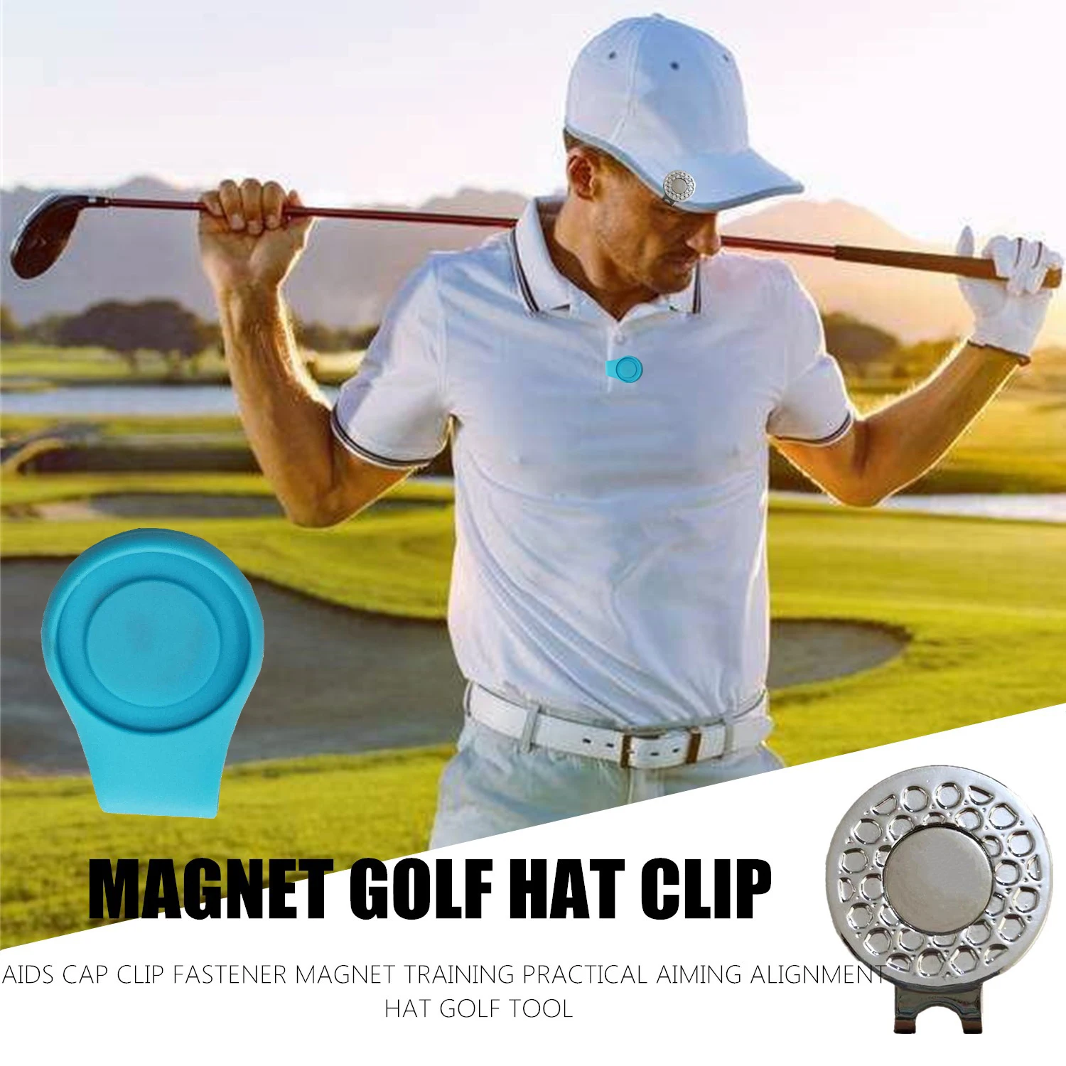 New 2 Silicone with 2 Metal Golf Hat Clip Magnetic Ball Marker Holder Attach to Your Cap Pocket Edge Belt Clothes