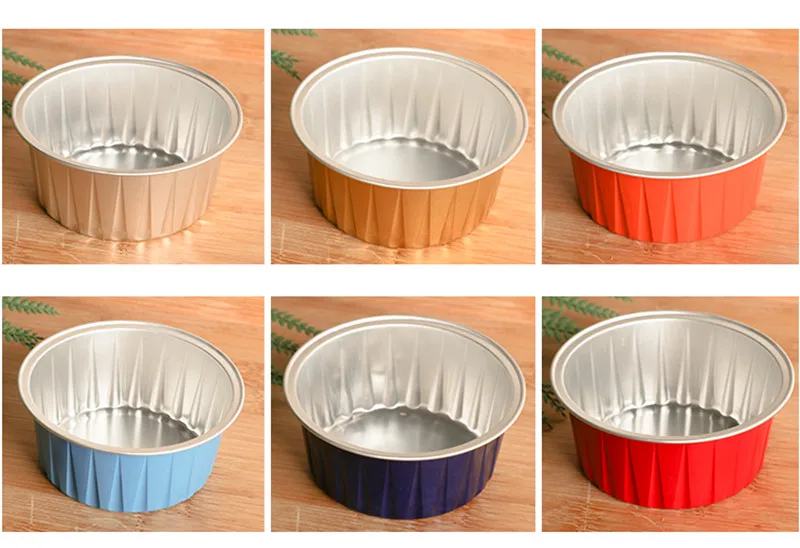 50pcs Round baking supplies 125ml small aluminum foil ice cream fruit cake dessert pudding jelly cup with transparent lid