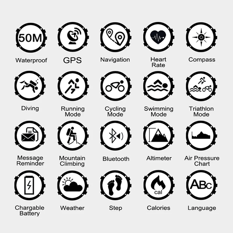 North Edge Men Sports Digital Watches Waterproof 50M Clock Gps Weather Altimeter Barometer Compass-6