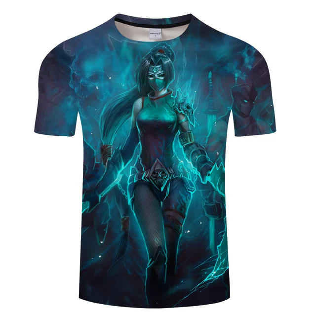 League Of Legends Akali T Shirt Men Women Fasion 3d Printed T Shirt LOL Game Character
