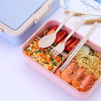 

Portable Three Grid Plastic Microwave Lunch Boxes Student Lunch Box Reusable Food Container Storage Holder Bento Box Lancheira