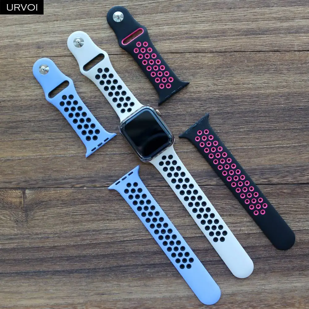 URVOI силиконовый ремешок для Apple Watch серии 5 4 3 2 1 Nike+ спортивный ремешок для iwatch дышащие новые цвета 38 40 42 44 мм