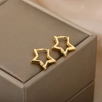 Luxury Star Pendientes Earrings For Women Girl Stainless Steel Minimalist Hoop Piercing 2025 New In y2k Jewelry aretes de mujer - Image 2