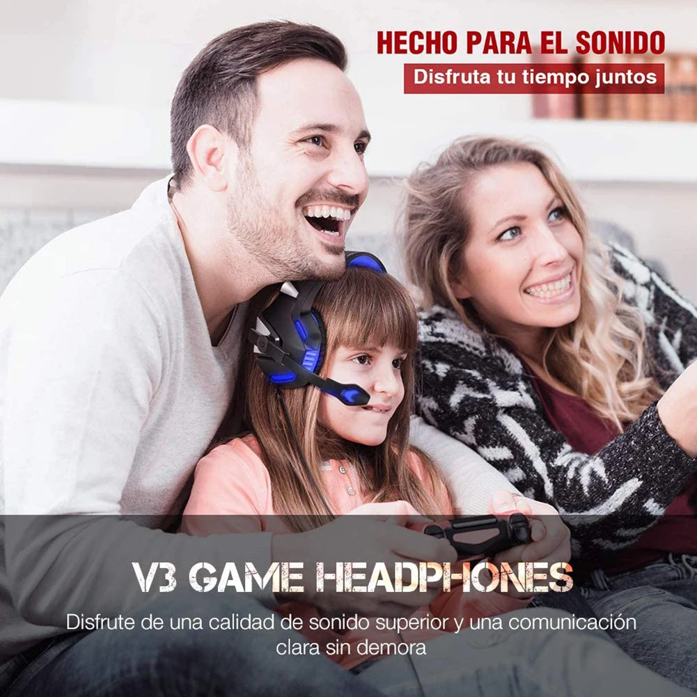 Gaming Headset Wired Stereo Gaming omnidirectional Headset LED Headphones with Microphone LED Light for PS4 PC Computer