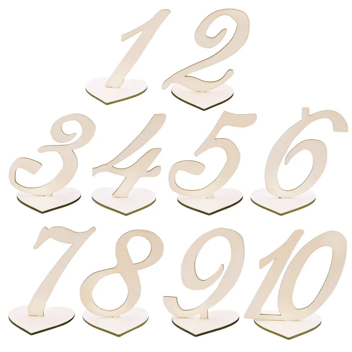 NICEXMAS 20 шт шестигранные 1-20 деревянные настольные номера с держателем для свадебного стола вечерние украшения для дома - Цвет: Number 1 to 10