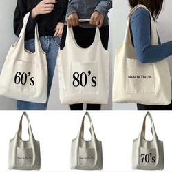 Tote Bag Canvas Bag Women's Handbag Commuter Vest Bag 2021Years Series Grocery Pure Cotton Portable One-shoulder Shopping Bag