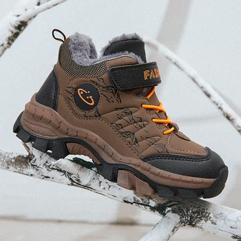 

Winter Children Shoes For Kids Sneakers Boys Casual Shoes Girls Sneakers Plush Lining Warm Leather Hiking Climb tenis infantil