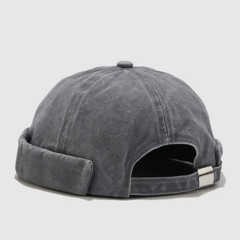 Vintage Dome Hat Mens Solid Color Landlord Beanies For Men Crimping Docker Sailor Cotton Brimless Skull Cap Casual Hip Hop Caps orange skully hat