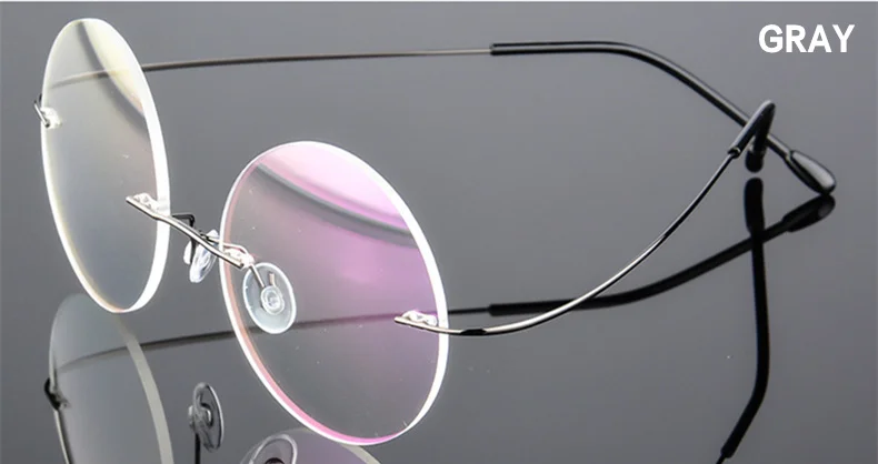 Круглые очки, титановая оправа для очков, мужские компьютерные очки, оптические очки по рецепту, для чтения, прозрачные линзы, Женская оправа для очков - Цвет оправы: Gray