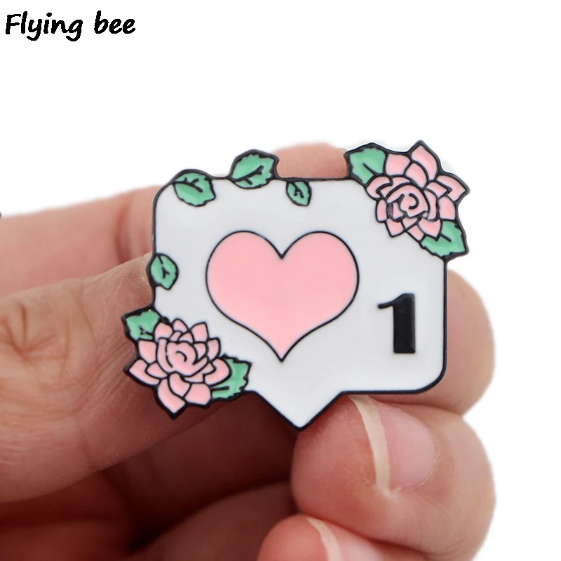 Flyingbee сердце компьютер значки как кнопка булавка Instagram эмалированная булавка уведомление 1 как брошь смешная эмалированная булавка коллекция X0414