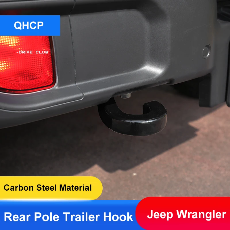 

QHCP Rear Trailer Hook Towing Bar Rear Bumper Pole For Left Right Black Red Fit For Jeep Wrangler 2018 2019 Exterior Accessories