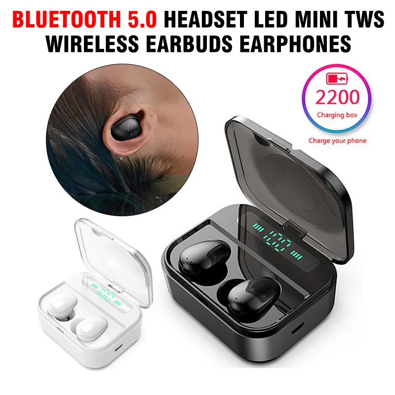 1 пара Bluetooth 5,0 беспроводная гарнитура светодиодный мини TWS Беспроводные наушники стерео наушники Handsfree