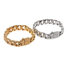 Мужские кубинские глянцевые Totem браслет из нержавеющей стали стальной цвет Золотая цепь панк рок мужские толстые тяжелые ювелирные изделия лучший рождественский подарок