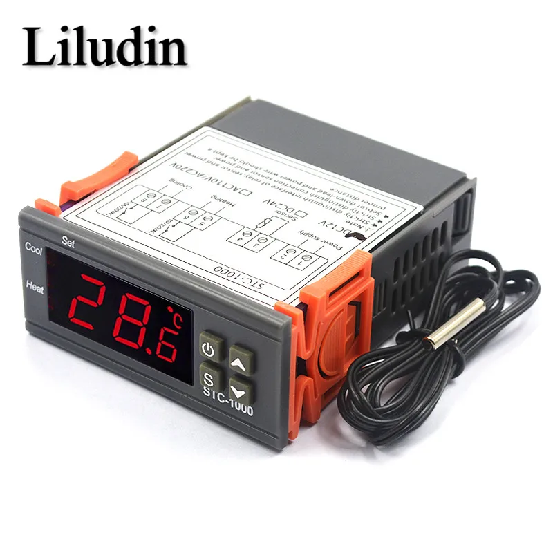 디지털 온도 컨트롤러 온도 조절기, 릴레이 LED 인큐베이터, 10A 가열 냉각 STC-1000 센서, 12V, 24V, 220V