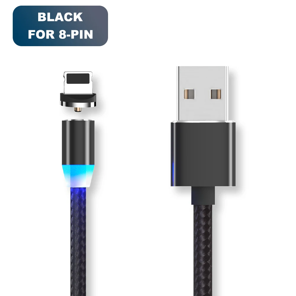 Vanniso 1 м 2 м Магнитный USB кабель для iPhone X samsung xiaomi магнитное зарядное устройство Micro usb type C мобильный телефон Быстрая зарядка USB шнур - Цвет: Black for iphone