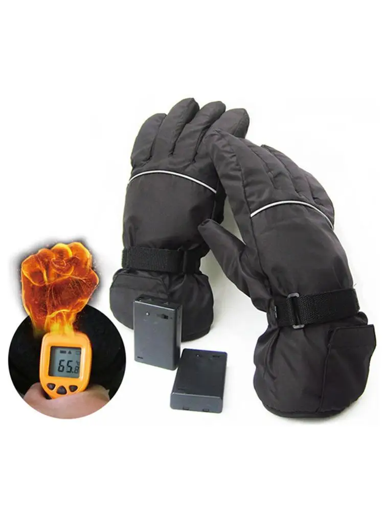 1 пара перчатки с электроподогревом на батарейках тепловые перчатки с подогревом для мужчин и женщин пятипальцевая зимняя грелка для рук лыжные перчатки