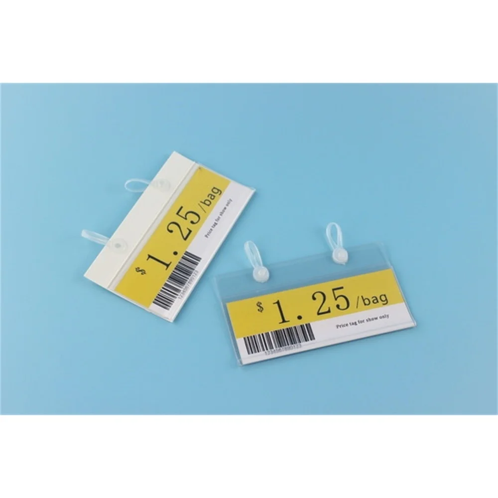 Clear Sign Holder With Snap Clips For Wire Displays, Advertising Price Tag Ticket Label Shelf Fencing Bin Gridwall Basket Hanger carton snap clip on price tag holders basket shelf edge sign channel holds clear plastic construction flexible tooth like grip