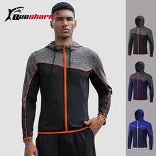 Зима-осень Для мужчин с капюшоном куртка для бега тренажерный зал Фитнес SportswearJogging жакет на молнии с длинными рукавами спортивный костюм Бодибилдинг