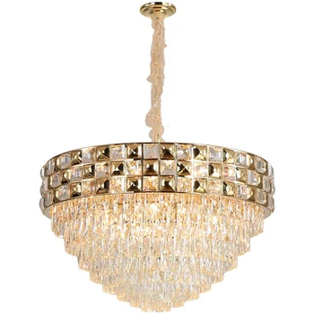 

Modern Chandelier Lighting For Living Room Luxury Gold Suspension Wire Crystal Lamps LED Dining Room Crystal Chandelier