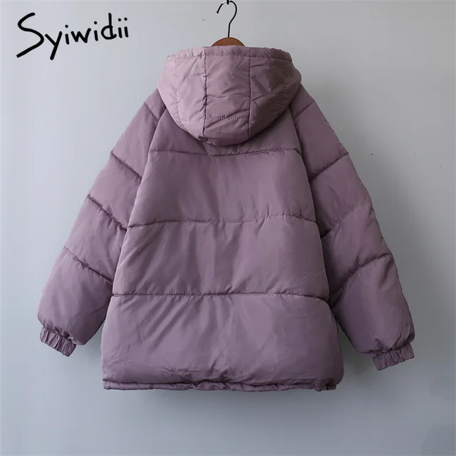 Syiwidii Winter Coat Women Jacket Parkas Thick 2021 Autumn Black Oversized Purple Puffer Bubble Hooded Harajuku Clothes Loose 4