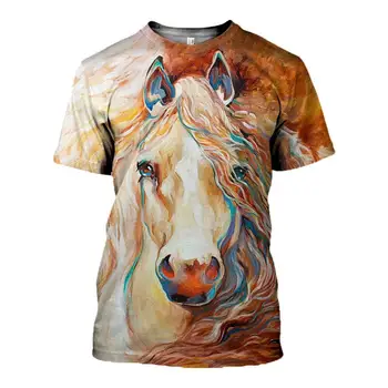 

SONSPEE 3D Print Beauty Running Horse Men's T-shirts Painting Art Tshirt Casual Harajuku Short Sleeve Hip hop Shirt Streetwear