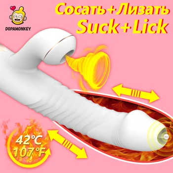 Sucking Dildo Vibrator G Spot Vagina Massager Masturbation Sex Toy for Women Oral Sex Clitoris StimulatorTelescopic Vibrator