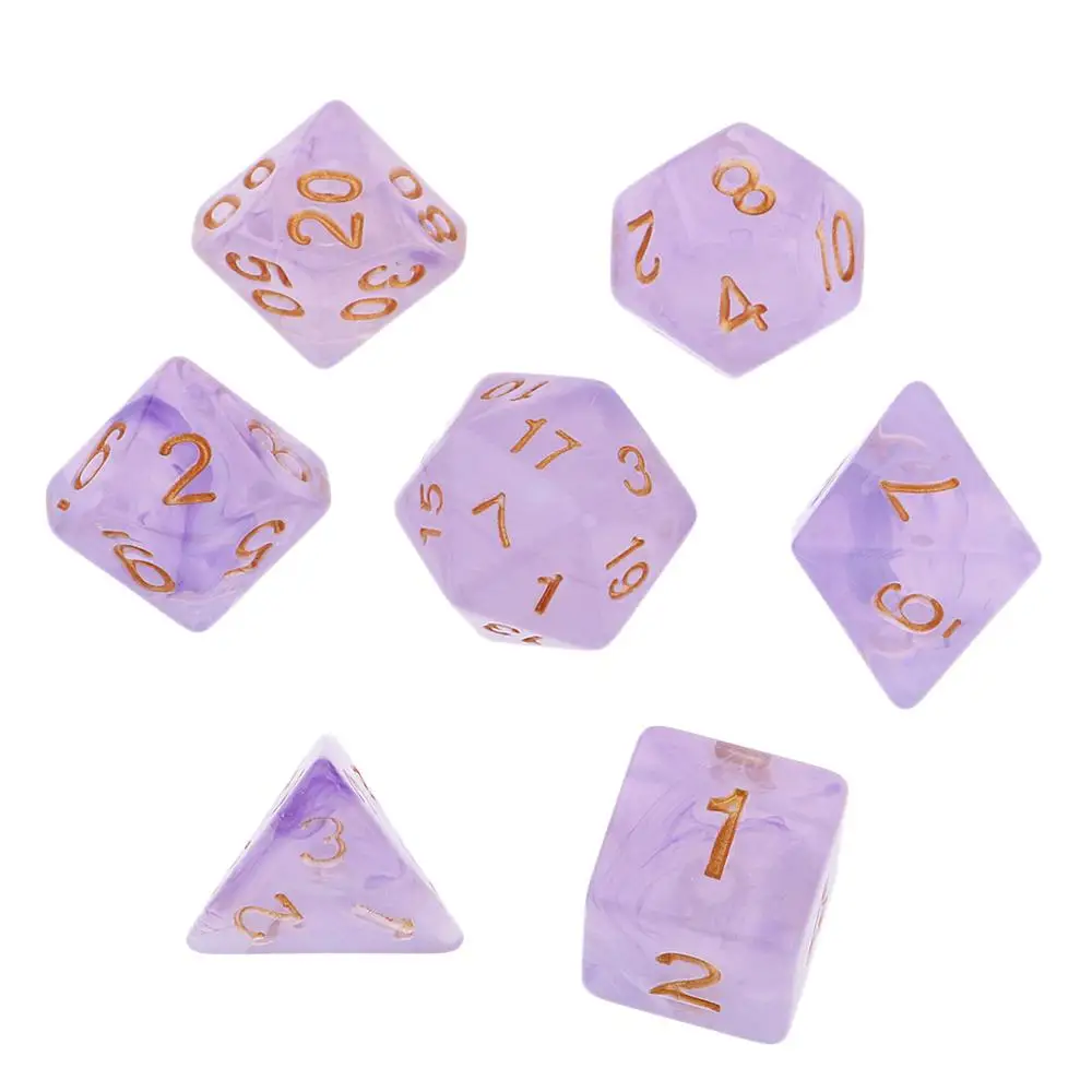 C-Purple 7Pcs Polyhedral Dice Double-Colors Polyhedral Game Dice for RPG Dungeons and Dragons DND RPG MTG D20 D12 D10 D8 D6 D4 Table Game - Цвет: C-Purple