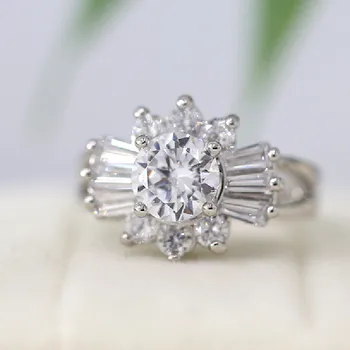 

7mm Round Cut Cubic Zirconia Ring 18k Gold Plated Ring Cooper Ring Holiday Gift Ring White CZ Ring Birthstone Ring Gemstone Ring