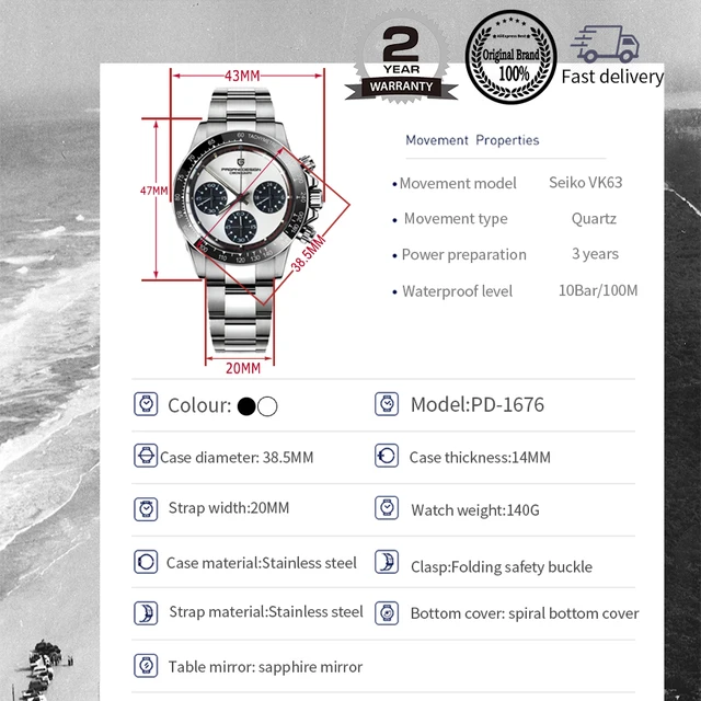 PAGANI DESIGN 2022 New Men's Watches Luxury Quartz Wristwatch for men Retro sports Chronograph Japan VK63 Sapphire glass Clock 3