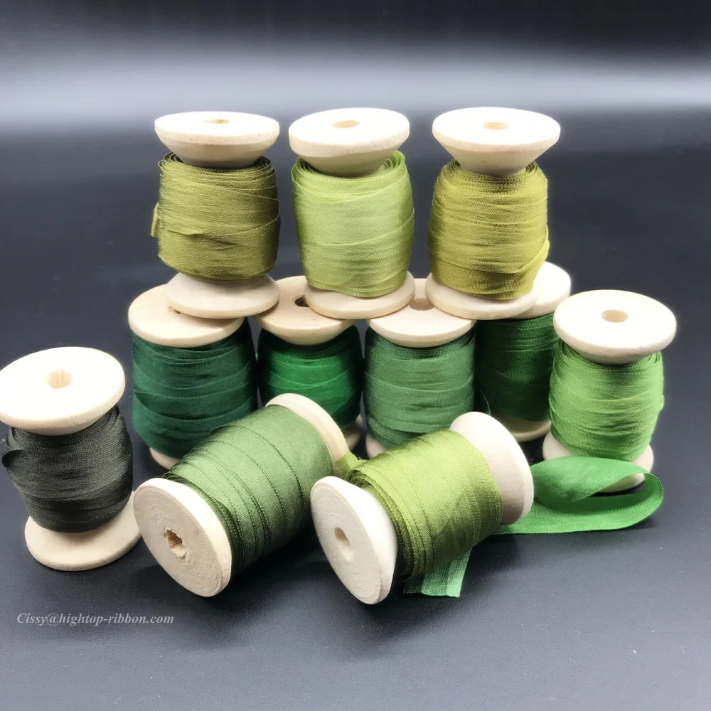 10yards/roll 13mm 100% real pure silk woven double face taffeta ribbons for embroidery handcraft project gift packing | Дом и сад
