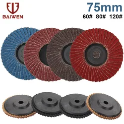 Disques à lamelles haute densité 75mm, Premium, grain 60 80 120, lames rondes pour meuleuse d'angle, outils abrasifs 