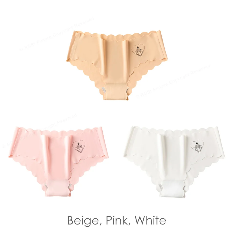Beige Pink White Бесшовные трусики, женские трусы, женское нижнее белье, ледяное шелковое бесшовное белье, прозрачный тонкий светильник, крутые бикини трусы, 3 шт - Цвет: Beige Pink White