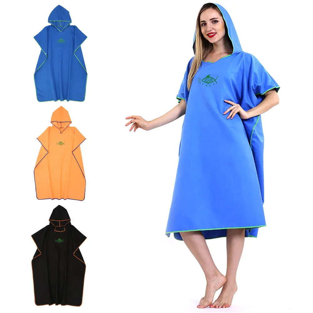 Traje de buceo de secado rápido de microfibra, bata de secado rápido, Poncho con capucha, absorbente para el sudor, bata de nadar