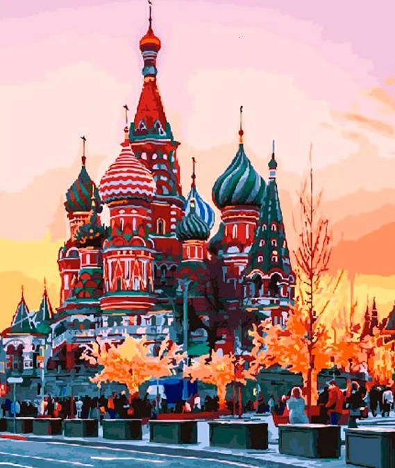 SZHC862 HUACAN картины по номерам городской пейзаж расписанные вручную наборы для рисования на холсте раскраска картина маслом церковь украшение дома - Цвет: SZHC862