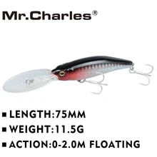 Mr. Charles CMC032 рыболовная приманка 75 мм/11,5 г 0-2,0 м плавающие Shad жесткие приманки на пескаря воблеры рыболовные снасти Pesca