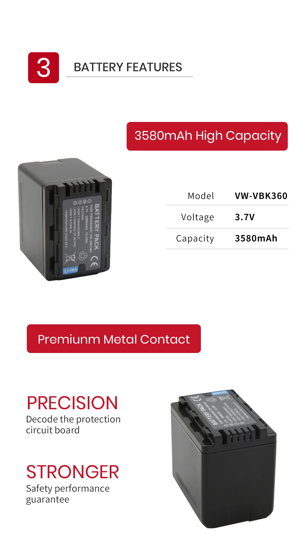 EPHSESTION VW-VBK360 VBK360 Батарея для цифрового фотоаппарата Panasonic HC-V10 HC-V100 HC-V100M HC-V500 HC-V500M HC-V700 HC-V700M HDC-HS60 SDR-T76