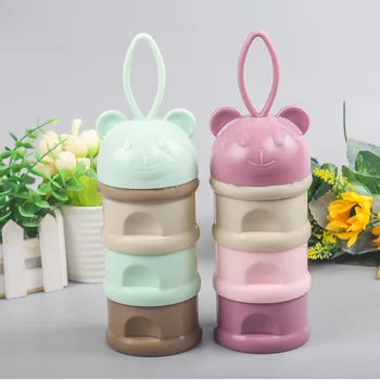 

3 layer Portable Baby Milk Container Essential Cereal Cartoon Bear style Milk Powder Boxes Toddle Kids Formula Food Storage Box