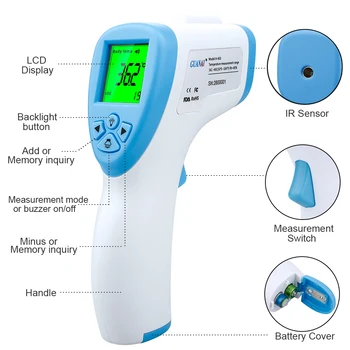 

Infrared Body Thermometer Digital Thermometer Baby Adult Forehead Non-Contact Thermometer With Lcd Backlight Faster Testing