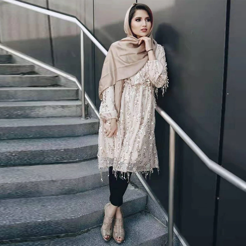 Abaya Дубай Турция арабский женский топ мусульманский длинный с блестками
