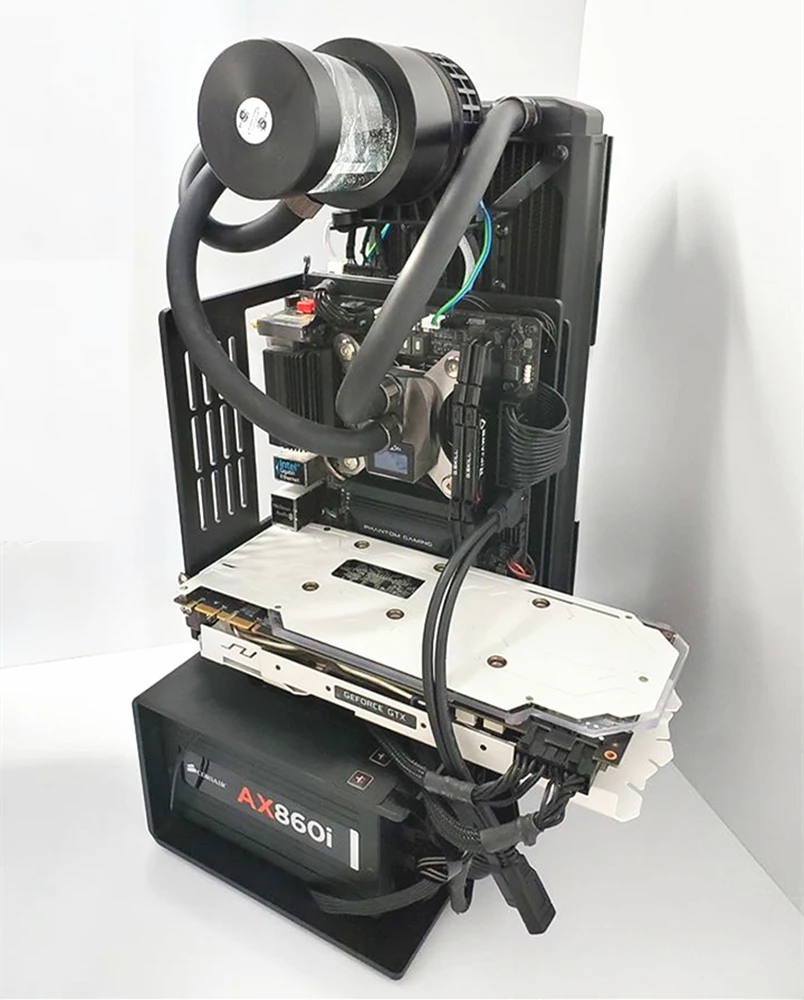 A4 Mini ITX PC Open Air Case Test Bench - Vertical Alloy Frame, SFX ATX Power Supply Support, Water Cooling Chassis (120/140/240/280W) image 2