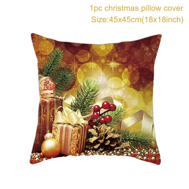 Cushion Cover Merry Christmas Decorations for Home 2021 Christmas Ornament Navidad Noel Xmas Gifts Happy New Year 2022