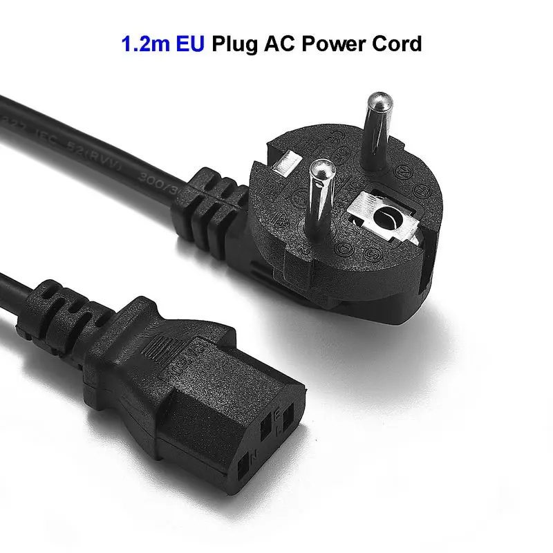Евровилка ЕС Кабель питания 1 2 м 400 Вт Евро Schuko на Угловой IEC C13 шнур для адаптеров