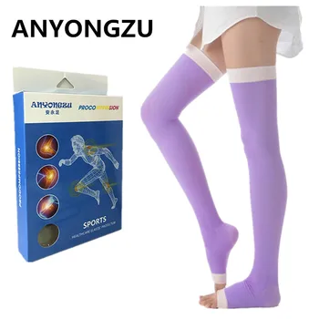 

ANYONGZU 420D High Pressure Elastic Sleeping Stocking Medical Open-toed Shaping Calf Prevent Varicose Veins Compression Stocking