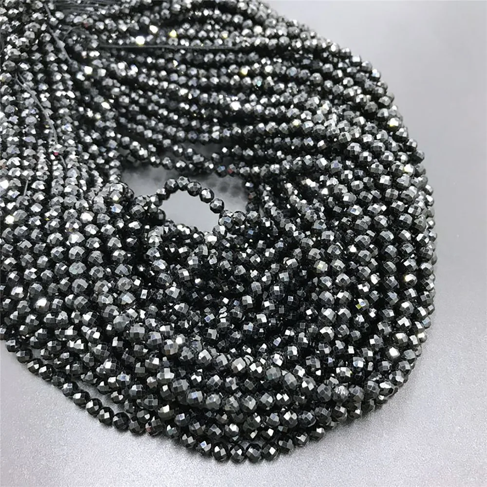 Натуральные Яркие качественные черные шпинели граненые круглые бусины DIY аксессуары для ювелирных изделий Изготовление браслета ожерелья