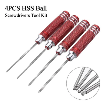 

4pcs RC Tools hex 1.27/1.56/2/2.4mm HSS Ball Screwdrivers Tool Kit red Repair Tool Set For cars, helicopter toys