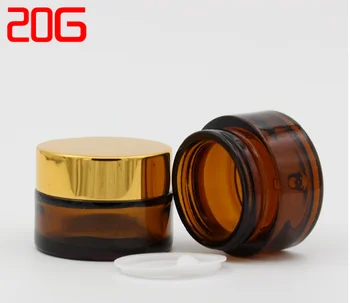 

20g empty Amber Glass jar with Plastic Cap Lid Inner for EyeShadow Makeup Face Cream Skin Care Empty cosmetic container